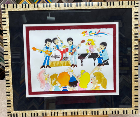 Beatles Performing with Fans Framed Original Painting - Ron Campbell